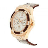 Guess Limelight Analog White Dial Brown Leather Strap Watch For Women - W0775l14 Authentic Buy Shop Now