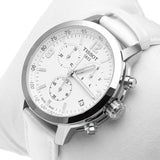 Tissot PRC 200 Chronograph White Dial White Leather Strap Watch For Men - T055.417.16.017.00 Authentic Buy Shop Now