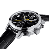 Tissot PRC 200 Chronograph Black Dial Black Leather Strap Watch For Men - T055.417.16.057.00 Authentic Buy Shop Now