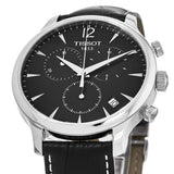 Tissot Tradition Chronograph Black Dial Black Leather Strap Watch For Men - T0636171605700 Authentic Buy Shop Now