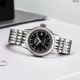 Tissot Carson Automatic Black Dial Silver Steel Strap Watch For Women - T085.207.11.051.00 Authentic Buy Shop Now