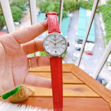 Tissot Chemin Des Tourelles Powermatic 80 Mother of Pearl White Dial Red Leather Strap Watch For Women - T099.207.16.118.00 Authentic Buy Shop Now