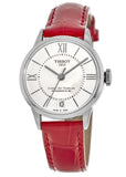 Tissot Chemin Des Tourelles Powermatic 80 Mother of Pearl White Dial Red Leather Strap Watch For Women - T099.207.16.118.00 Authentic Buy Shop Now