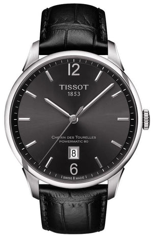 Tissot Chemin Des Tourelles Powermatic 80 Black Dial Black Leather Strap Watch For Men - T099.407.16.447.00 Authentic Buy Shop Now