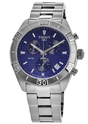 Tissot PR 100 Sport Quartz Chronograph Blue Dial Silver Steel Strap Watch For Men - T101.617.11.041.00 Authentic Buy Shop Now