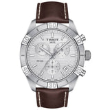 Tissot PR 100 Sport Quartz Chronograph Silver Dial Brown Leather Strap Watch For Men - T101.617.16.031.00 Authentic Buy Shop Now