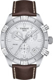 Tissot PR 100 Sport Quartz Chronograph Silver Dial Brown Leather Strap Watch For Men - T101.617.16.031.00 Authentic Buy Shop Now