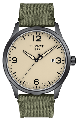 Tissot T Sport Chrono XL Beige Dial Khakhi Green Nylon Strap Watch for Men - T116.617.33.267.00 Authentic Buy Shop Now