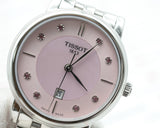 Tissot Carson Premium Lady Mother of Pearl Pink Dial Silver Steel Strap Watch For Women - T122.210.11.159.00 Authentic Buy Shop Now