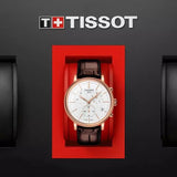 Tissot Carson Premium Chronograph White Dial Brown Leather Strap Watch For Men - T122.417.36.011.00 Authentic Buy Shop Now
