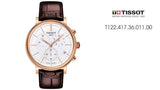 Tissot Carson Premium Chronograph White Dial Brown Leather Strap Watch For Men - T122.417.36.011.00 Authentic Buy Shop Now