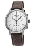 Tissot Carson Premium Chronograph White Dial Brown Leather Strap Watch For Men - T122.417.16.011.00 Authentic Buy Shop Now