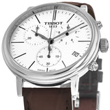 Tissot Carson Premium Chronograph White Dial Brown Leather Strap Watch For Men - T122.417.16.011.00 Authentic Buy Shop Now