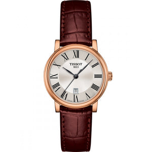 Tissot T Classic Carson Premium White Dial Brown Leather Strap Watch for Women - T122.207.36.033.00 Authentic Buy Shop Now