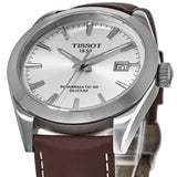 Tissot Gentleman Powermatic 80 Silicium Silver Dial Brown Leather Strap Watch For Men - T127.407.16.031.01 Authentic Buy Shop Now