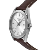 Tissot Gentleman Silver Dial Brown Leather Strap Watch For Men - T127.410.16.031.00 Authentic Buy Shop Now