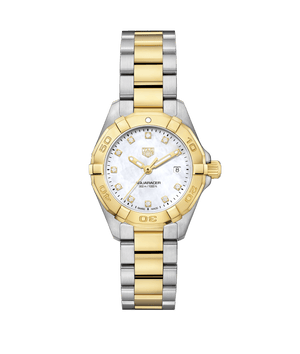 Tag Heuer Aquaracer Quartz Diamonds Mother of Pearl Dial Two Tone Steel Strap Watch for Women - WBD1423.BB0321 Authentic Buy Shop Now
