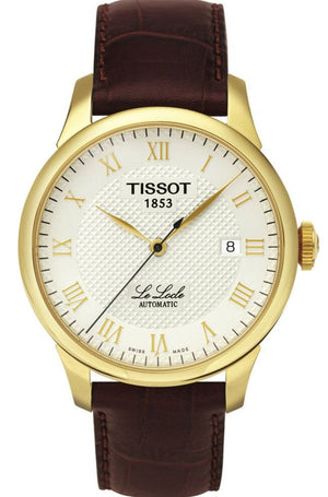 Tissot Le Locle Automatic Gold Dial Brown Leather Strap Watch For Men - T41.5.413.73 Authentic Buy Shop Now