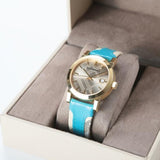 Burberry Heritage Gold Dial Blue Leather Strap Watch for Women - BU9112 Authentic Buy Shop Now