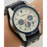 Fossil Coachman Chronograph White Dial Blue Leather Strap Watch for Men - CH3051 Authentic Buy Shop Now