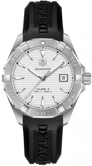 Tag Heuer Aquaracer Caliber 5 White Dial Black Rubber Strap Watch for Men - WAY2111.FT8021 Authentic Buy Shop Now