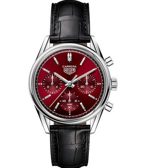 Tag Heuer Carrera Automatic Chronograph Red Dial Black Leather Strap Watch for Men - CBK221G.FC6479 Authentic Buy Shop Now