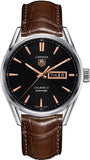 Tag Heuer Carrera Automatic Black Dial Brown Leather Strap Watch for Men - WAR201C.FC6291 Authentic Buy Shop Now