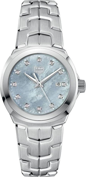 Tag Heuer Link Quartz Diamonds Blue Mother of Pearl Dial Silver Steel Strap Watch for Women - WBC1313.BA0600 Authentic Buy Shop Now