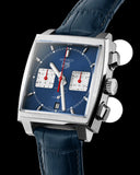 Tag Heuer Monaco Automatic Chronograph Blue Dial Blue Leather Strap Watch for Men - CBL2111.FC6453 Authentic Buy Shop Now