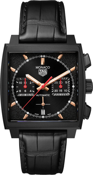 Tag Heuer Monaco Automatic Chronograph Black Dial Black Leather Strap Watch for Men - CBL2180.FC6497 Authentic Buy Shop Now