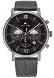 Tommy Hilfiger Evan Black Dial Black Leather Strap Watch for Men - 1710395 Authentic Buy Shop Now