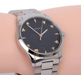 Gucci G Timeless Black Dial Silver Steel Strap Watch For Women - YA1264029 Authentic Buy Shop Now