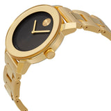 Movado Bold Black Dial Gold Steel Strap Unisex Watch - 3600397 Authentic Buy Shop Now