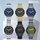 Michael Kors Chronograph Cunningham Multifunction Blue Dial Grey Steel Strap Watch For Men - MK7155 Authentic Buy Shop Now