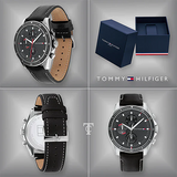 Tommy Hilfiger Parker Chronograph Quartz Grey Dial Black Leather Strap Watch For Men - 1791838 Authentic Buy Shop Now