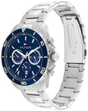 Tommy Hilfiger Jordan Chronograph Blue Dial Silver Steel Strap Watch For Men - 1792094 Authentic Buy Shop Now
