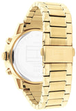 Tommy Hilfiger Troy Chronograph Black Dial Gold Steel Strap Watch For Men - 1792109 Authentic Buy Shop Now