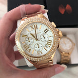 Michael Kors Camille Silver Diamonds Dial Gold Steel Strap Watch for Women - MK5756 Authentic Buy Shop Now