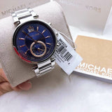 Michael Kors Sawyer Navy Blue Dial Silver Steel Strap Watch for Women - MK6224 Authentic Buy Shop Now