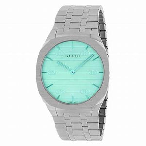 Gucci 25H Quartz Turquoise Dial Silver Steel Strap Watch For Women - YA163409 Authentic Buy Shop Now