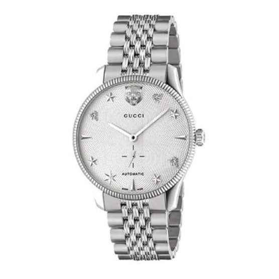 Gucci G Timeless Automatic Silver Dial Silver Steel Strap Watch for Men - YA126354 Authentic Buy Shop Now