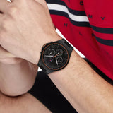 Tommy Hilfiger Justin Black Dial Black Rubber Strap Watch For Men - 1792056 Authentic Buy Shop Now