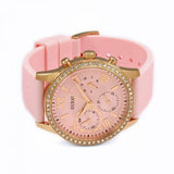 Guess Solar Rose Gold Dial Pink Rubber Strap Watch For Women - W1135L2 Authentic Buy Shop Now