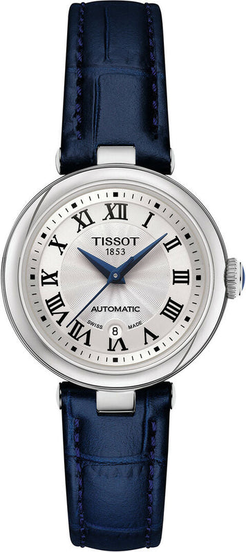 Tissot Bellissima Automatic Silver Dial Blue Leather Strap Watch For Women - T126.207.16.013.00 Authentic Buy Shop Now