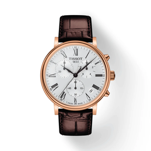 Tissot Carson Premium Chronograph Silver Dial Brown Leather Strap Watch For Men - T122.417.36.033.00 Authentic Buy Shop Now
