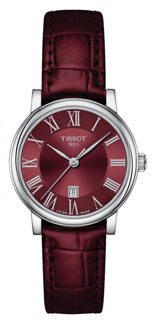 Tissot Carson Premium Lady Maroon Dial Maroon Leather Strap Watch For Women - T122.210.16.373.00 Authentic Buy Shop Now