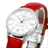 Tissot Chemin Des Tourelles Powermatic 80 Mother of Pearl White Dial Red Leather Strap Watch For Women - T099.207.16.118.00 Authentic Buy Shop Now