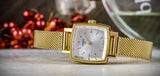 Tissot Lovely Square Silver Dial Gold Mesh Bracelet Watch For Women - T058.109.33.031.00 Authentic Buy Shop Now