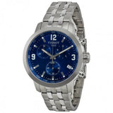Tissot PRC 200 Chronograph Blue Dial Silver Steel Strap Watch For Men - T055.417.11.047.00 Authentic Buy Shop Now