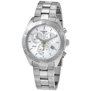 Tissot PR 100 Sport Chic Chronograph Silver Dial Silver Steel Strap Watch for Women - T101.917.11.031.00 Authentic Buy Shop Now